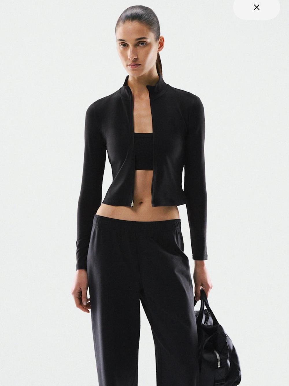 Aritzia Black Cropped Zip-Front Jacket